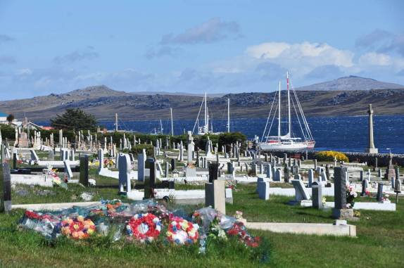 Cemitério em Port Stanley, a capital de Falkland